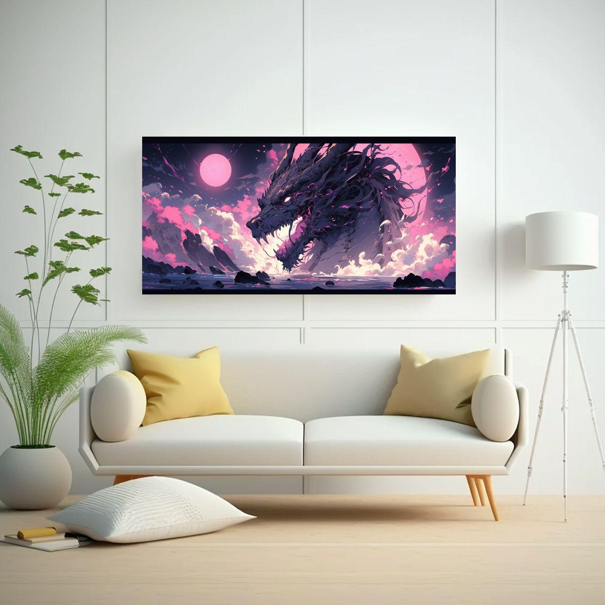 Pinturas Decorativas De Dragón En Acuarelas Y Ton 100x50cm-2