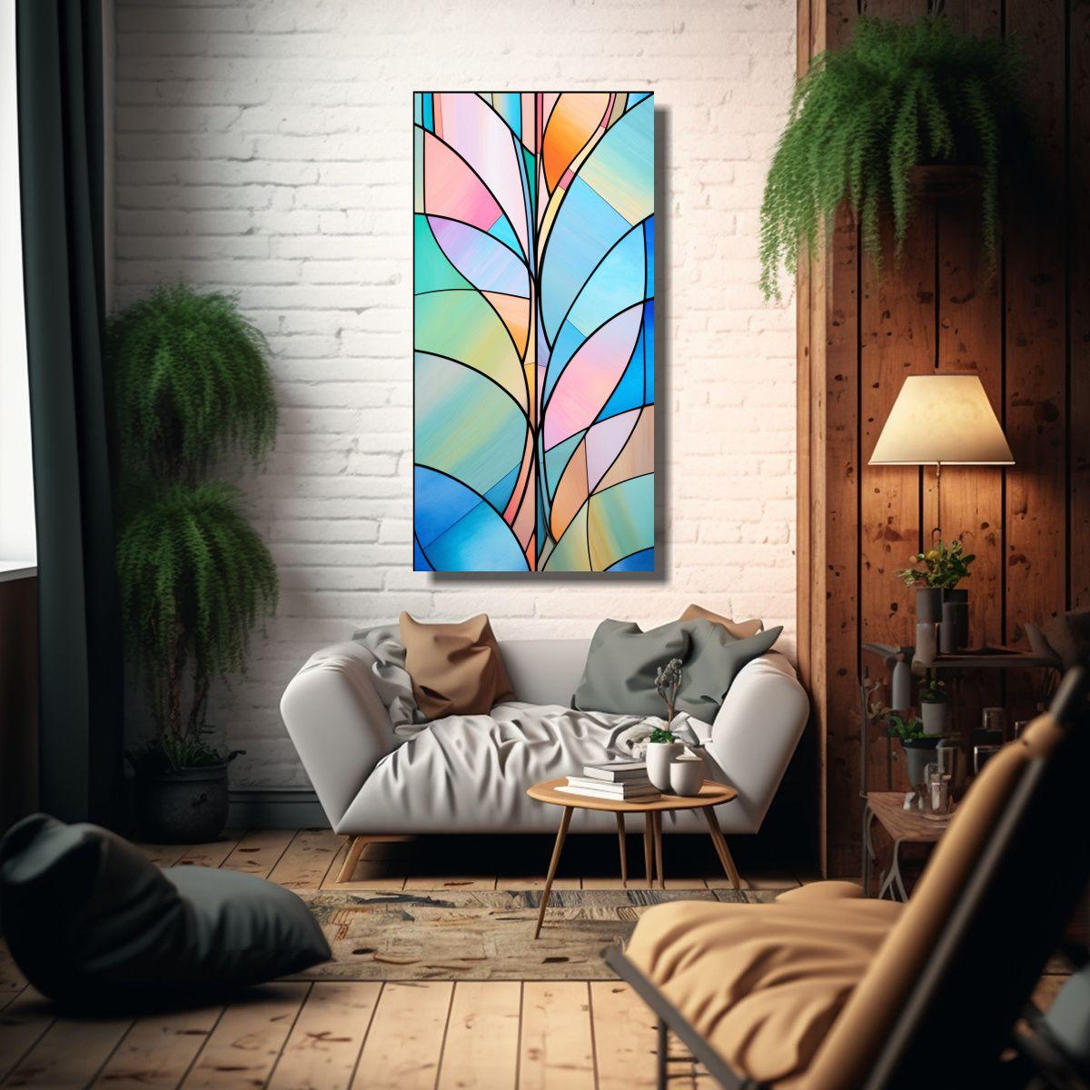 Pintura Decorativa Estilo Vitral, Composición 80x160cm-2