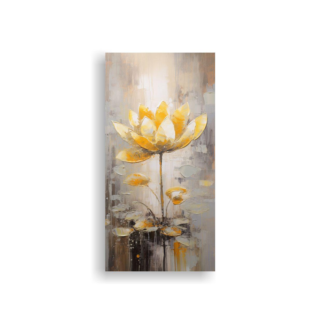 Pintura En Lienzo De Loto Amarillo En Estilo 50x100cm-0