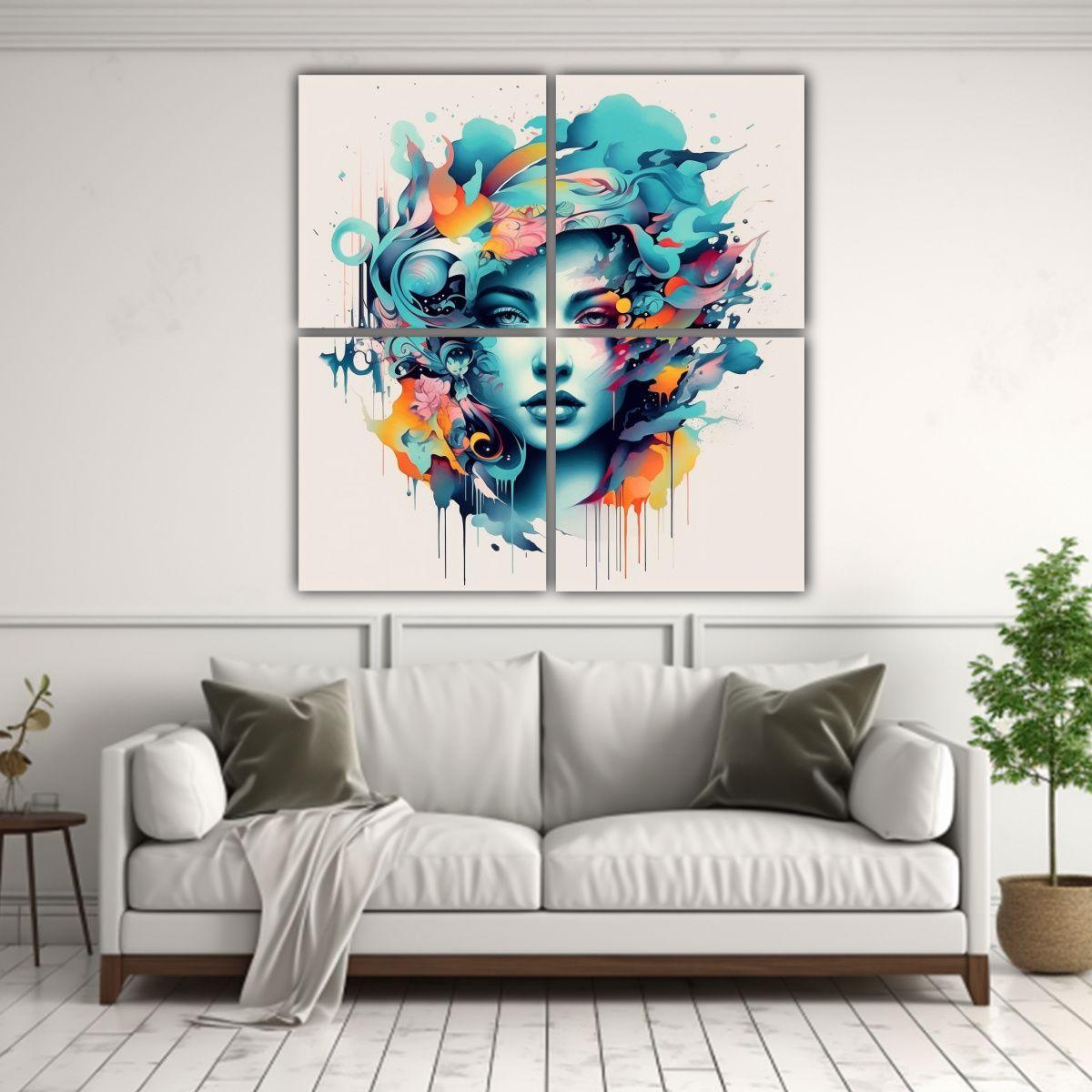 4 Arte De Pared Detalles Intrincados Adornado Por 180x180 Cm-2