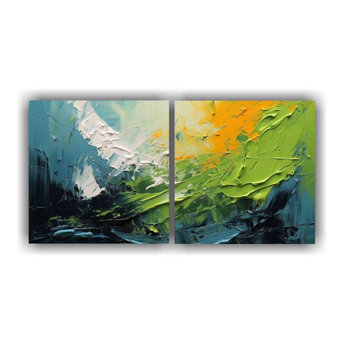 Díptico Arte Abstracto óleo Efecto Visual 120x60 Cm-0