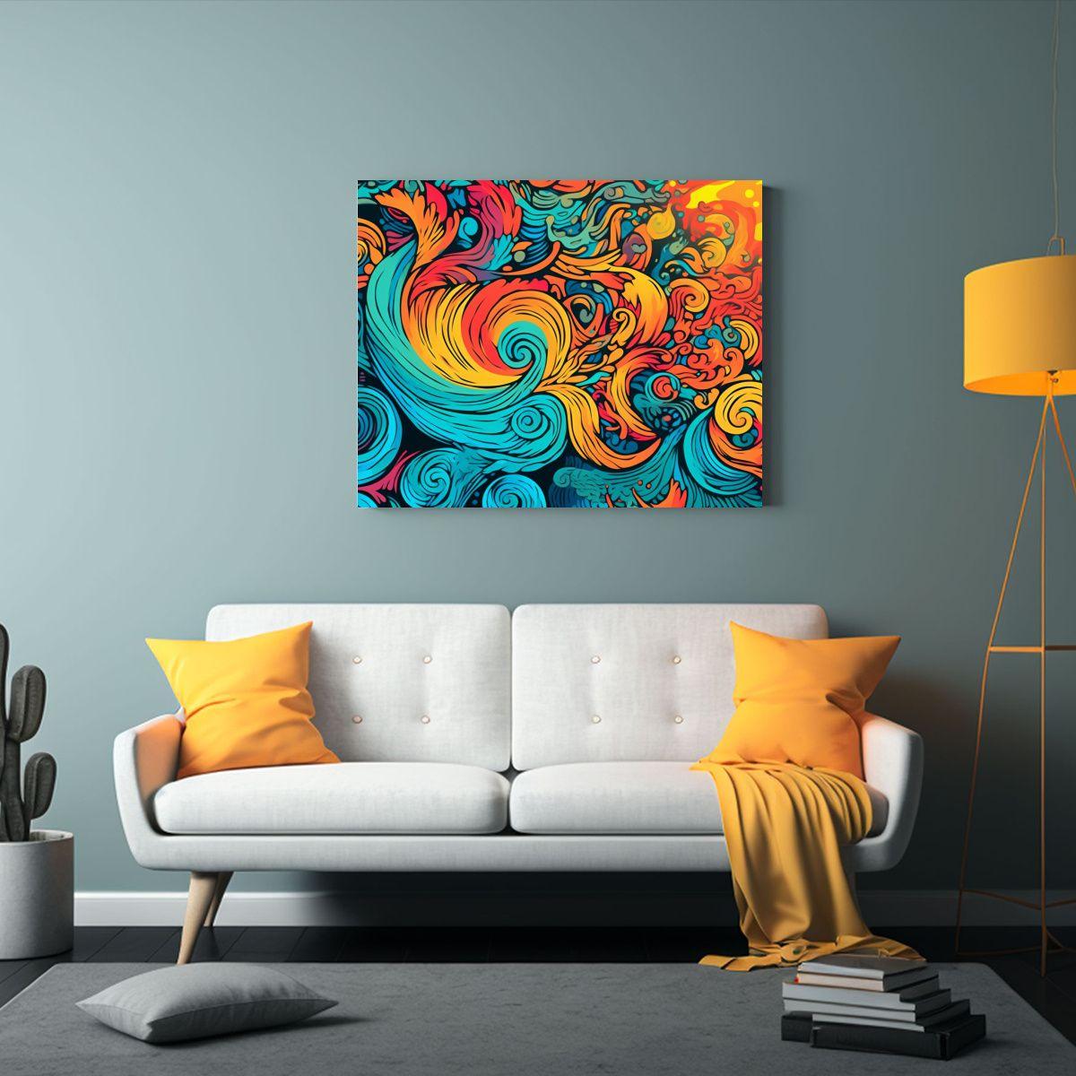 Cuadro Abstracto Colores Brillantes Estilo Bohemio Para Deco 65x50cm-2