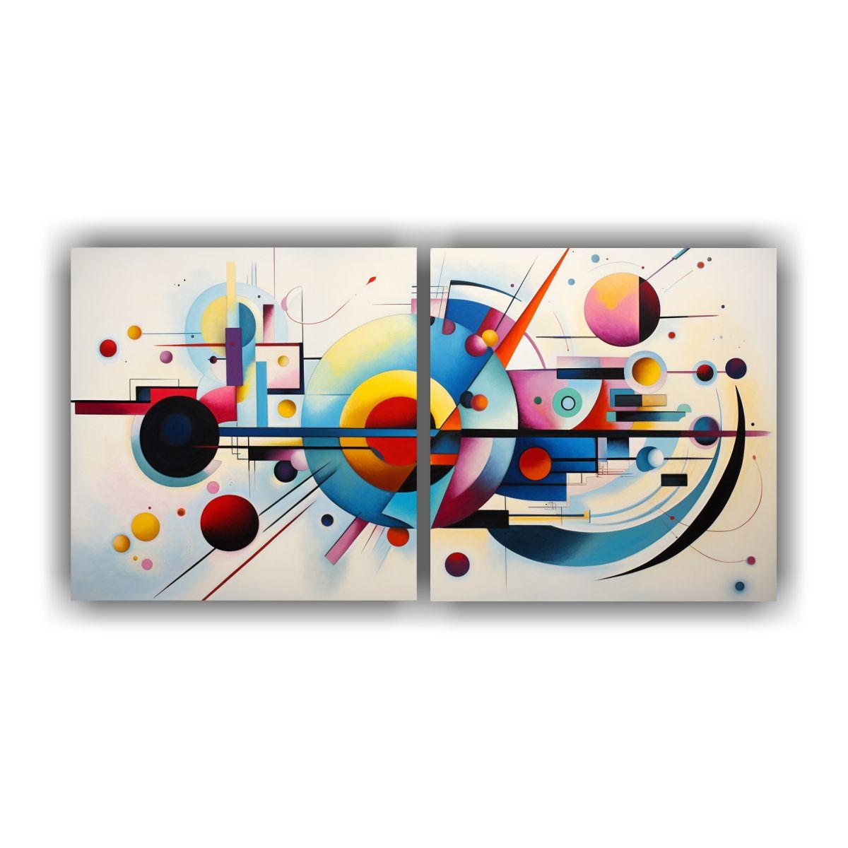 Pinturas Decorativas Estilo Kandinsky Dos Cuadros 140x70 Cm-0