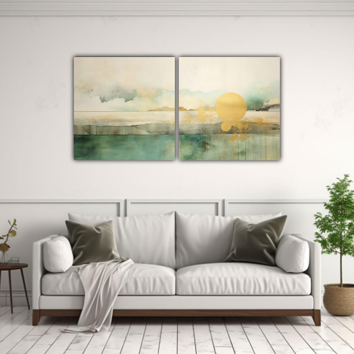 Set 2 Telas En Bastidor Hermoso Temática Pintura 80x40 Cm-2