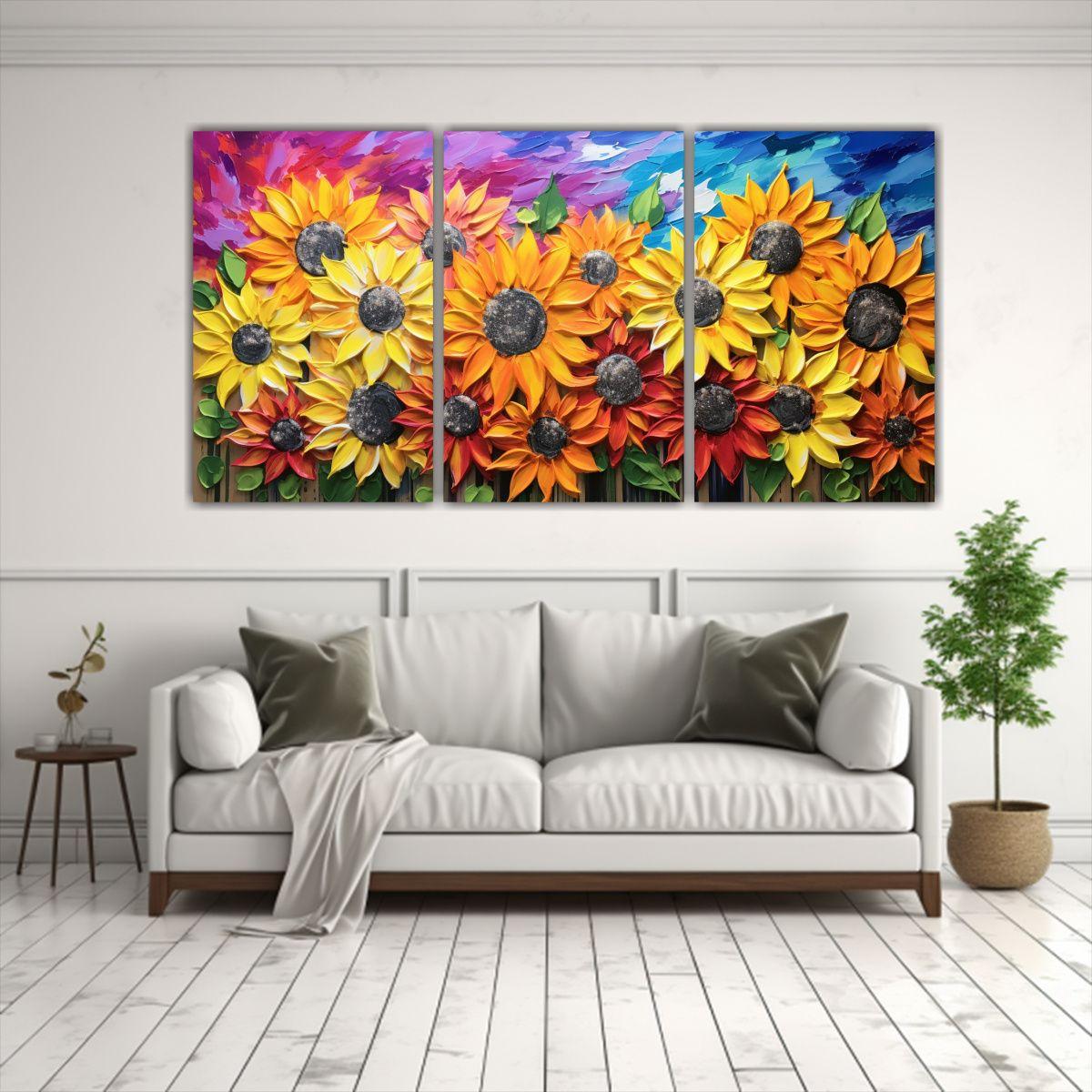 Set De 3 Lienzos De Tela Conceptuales Luminosos 90x45 Cm-2