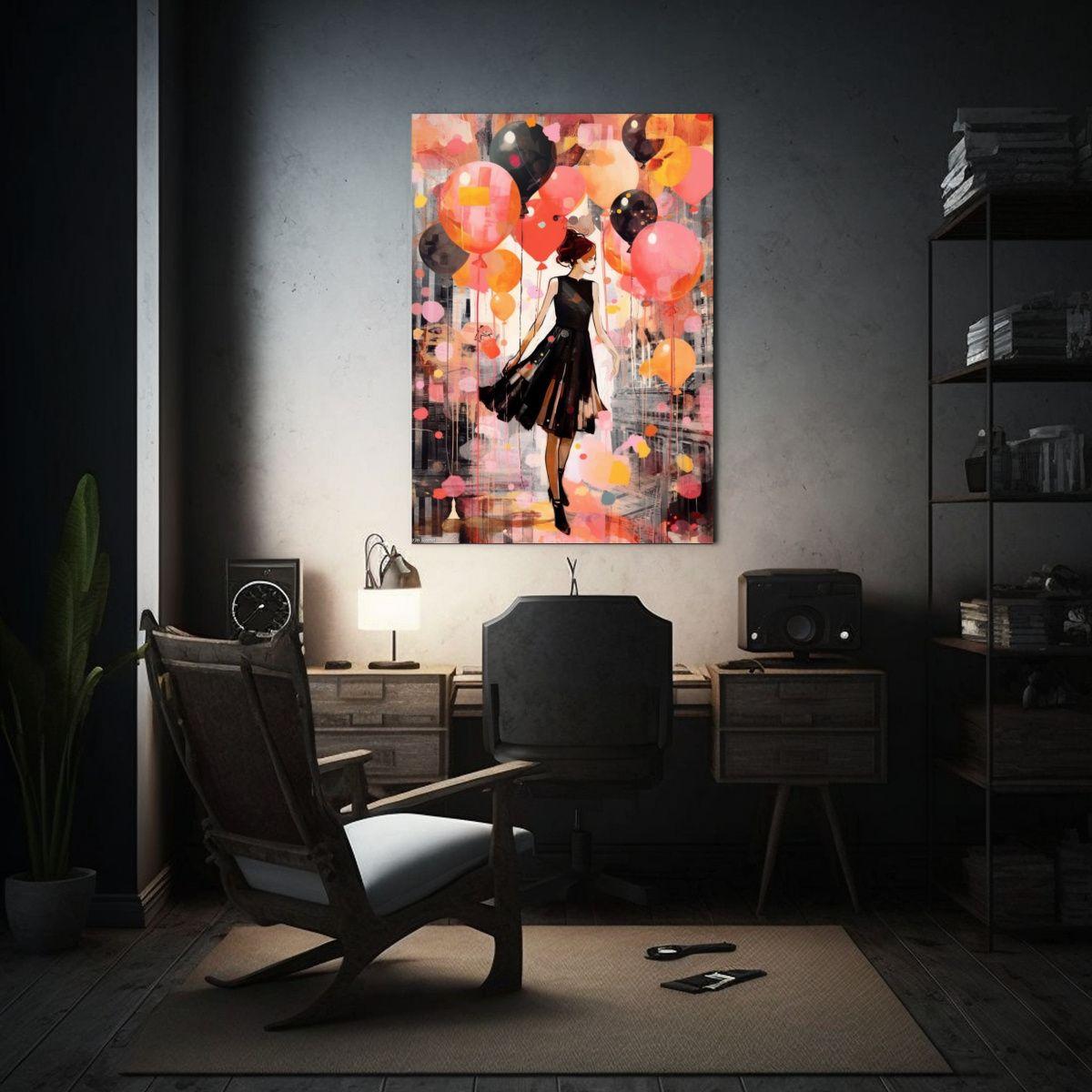 Pintura Moderna De Street Art Con Dama De La Moda 20x30cm-2