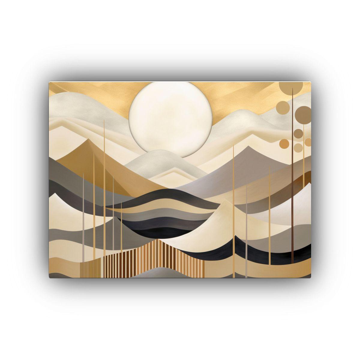 Cuadro Abstracto Montañas árboles Y Mar, Decoración Acuar 30x20cm-0