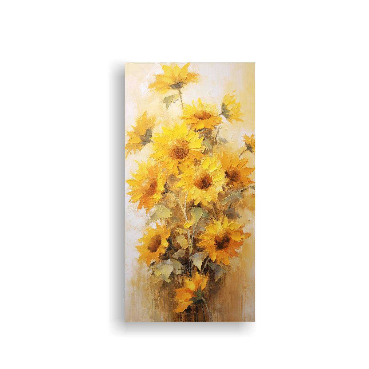 Pintura En Lienzo De Girasoles Amarillos En 50x100 Cm-0