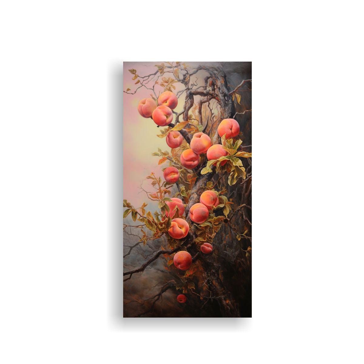 Pintura Abstracta De Un Melocotonero: Alegría Y 50x100cm-0