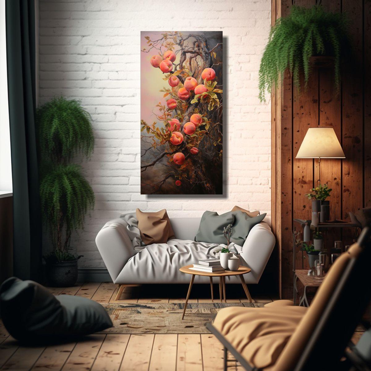 Pintura Abstracta De Un Melocotonero: Alegría Y 50x100cm-2