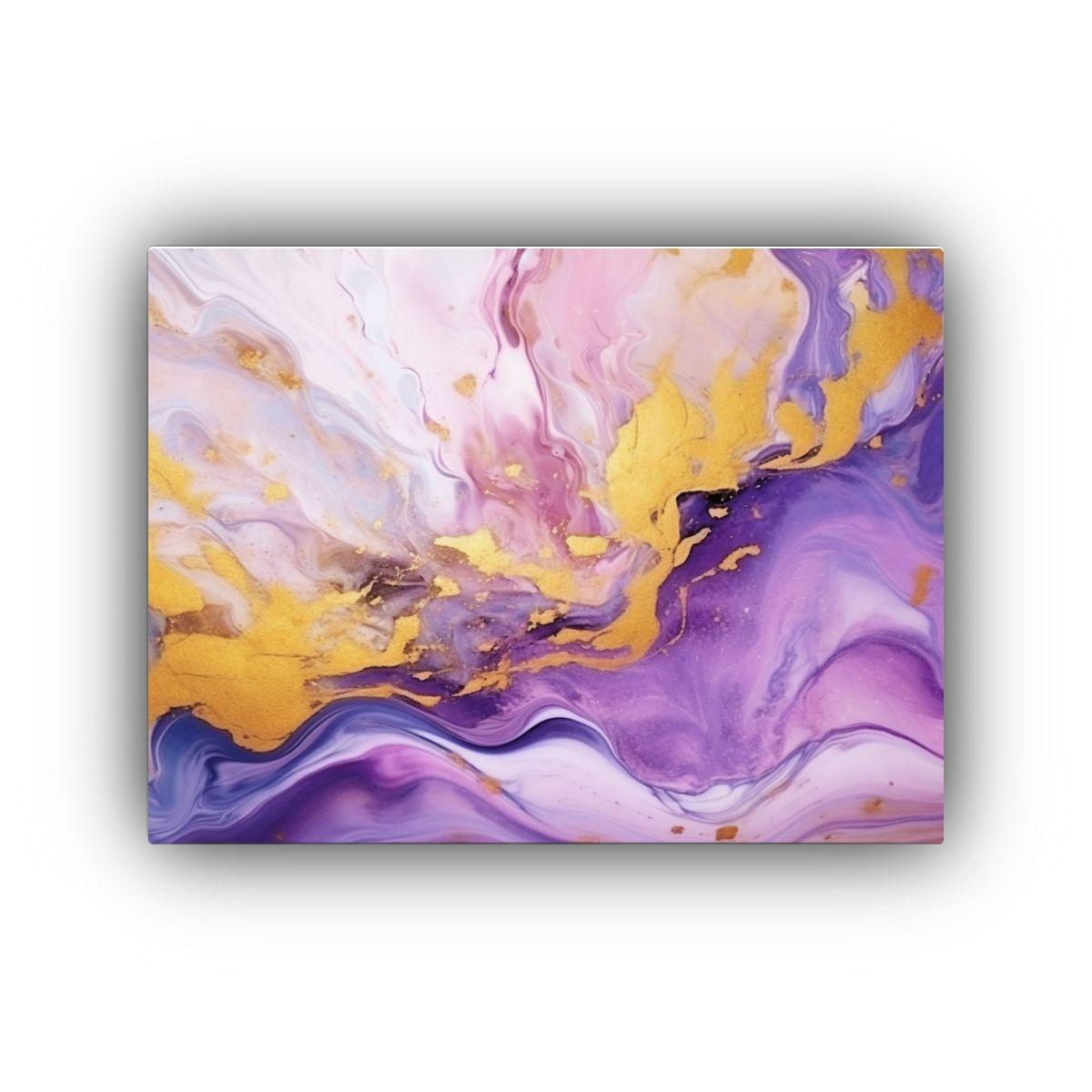 Cuadro Cuadro Acuarela Abstracta Morado Con Texto Dorado 60x40cm-0