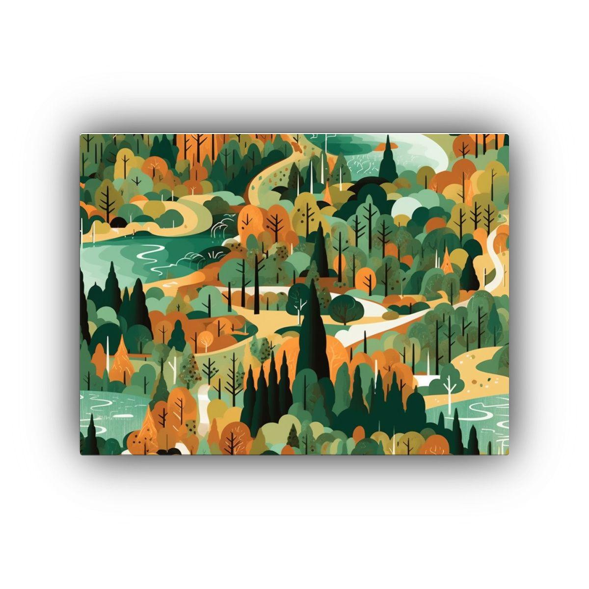 Cuadro Lienzo Calma Inspirado En Adirondack, Vintage 60s 75x50cm-0