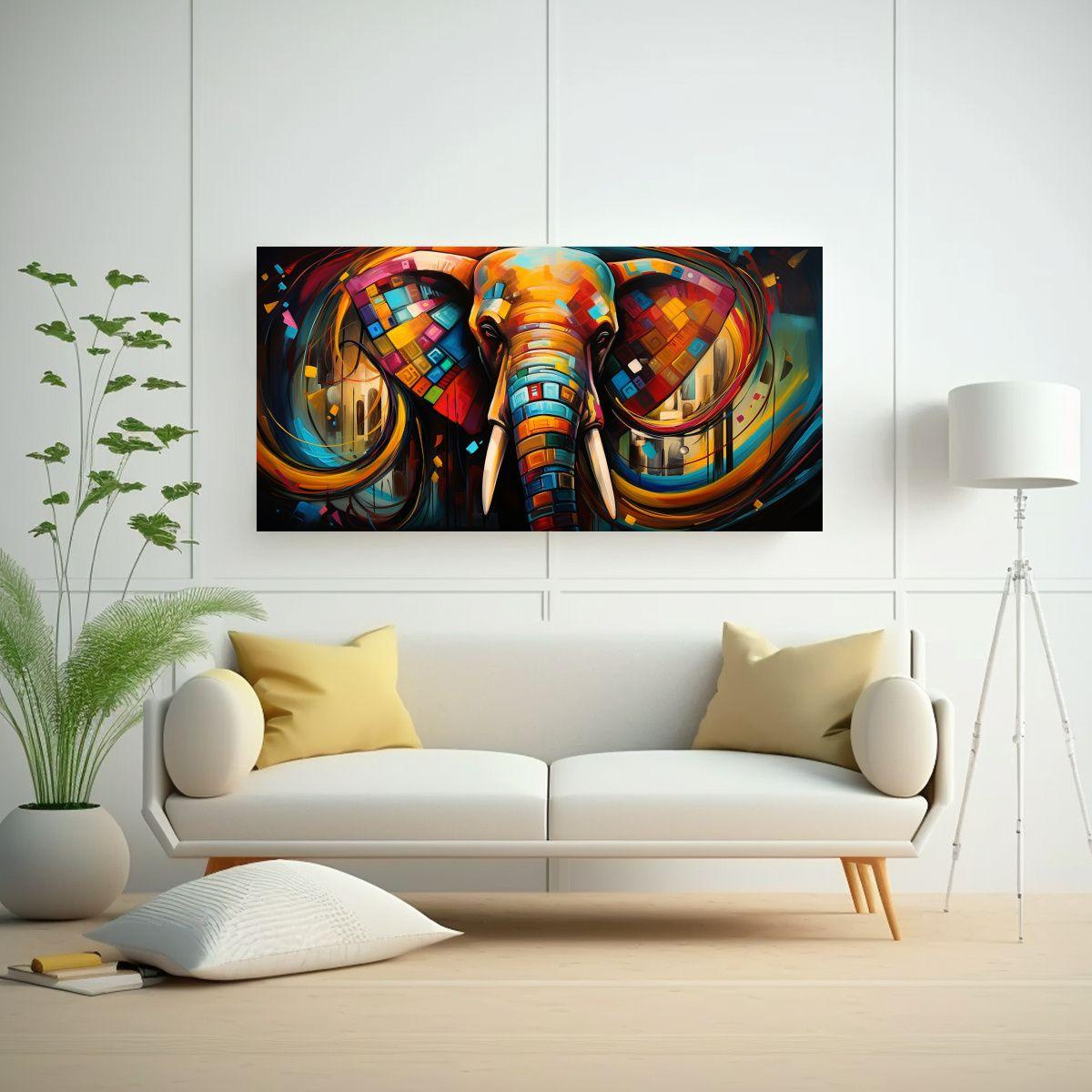Cuadro Elefantes Abstractos Decoración 100x50cm-2