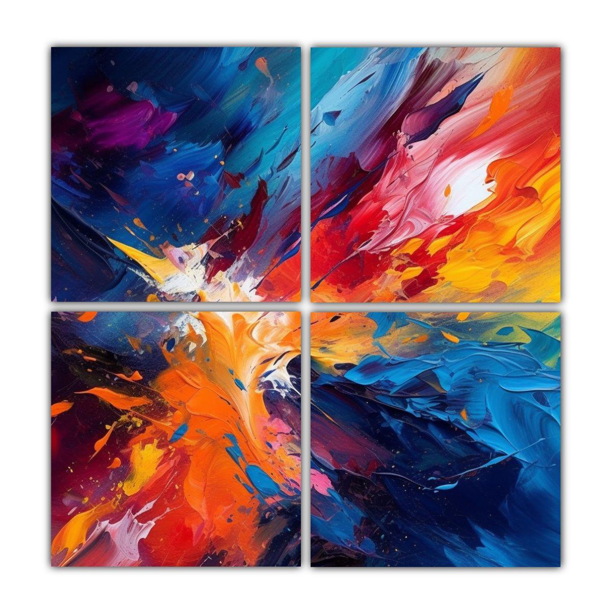 Pintura Abstracta Vibrante De La Creación De 4 80x80 Cm-0