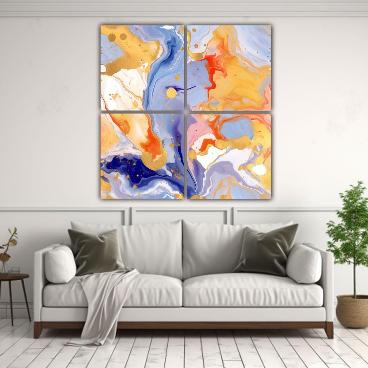 Cuadro Abstracto Impreso Habitación Mármol 120x120 Cm-2
