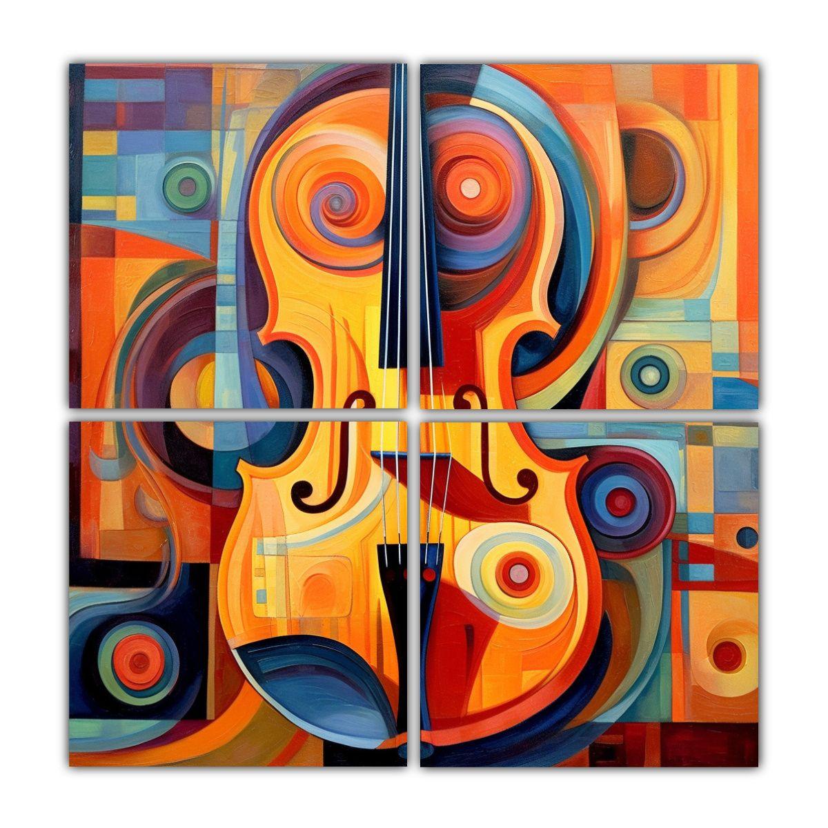 Cuadro Moderno Visual Jueves Pintura De Un Cello 160x160 Cm-0
