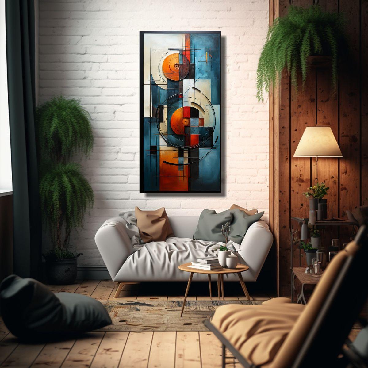 Pintura Abstracta Con Lienzo Colorido 80x160cm-2