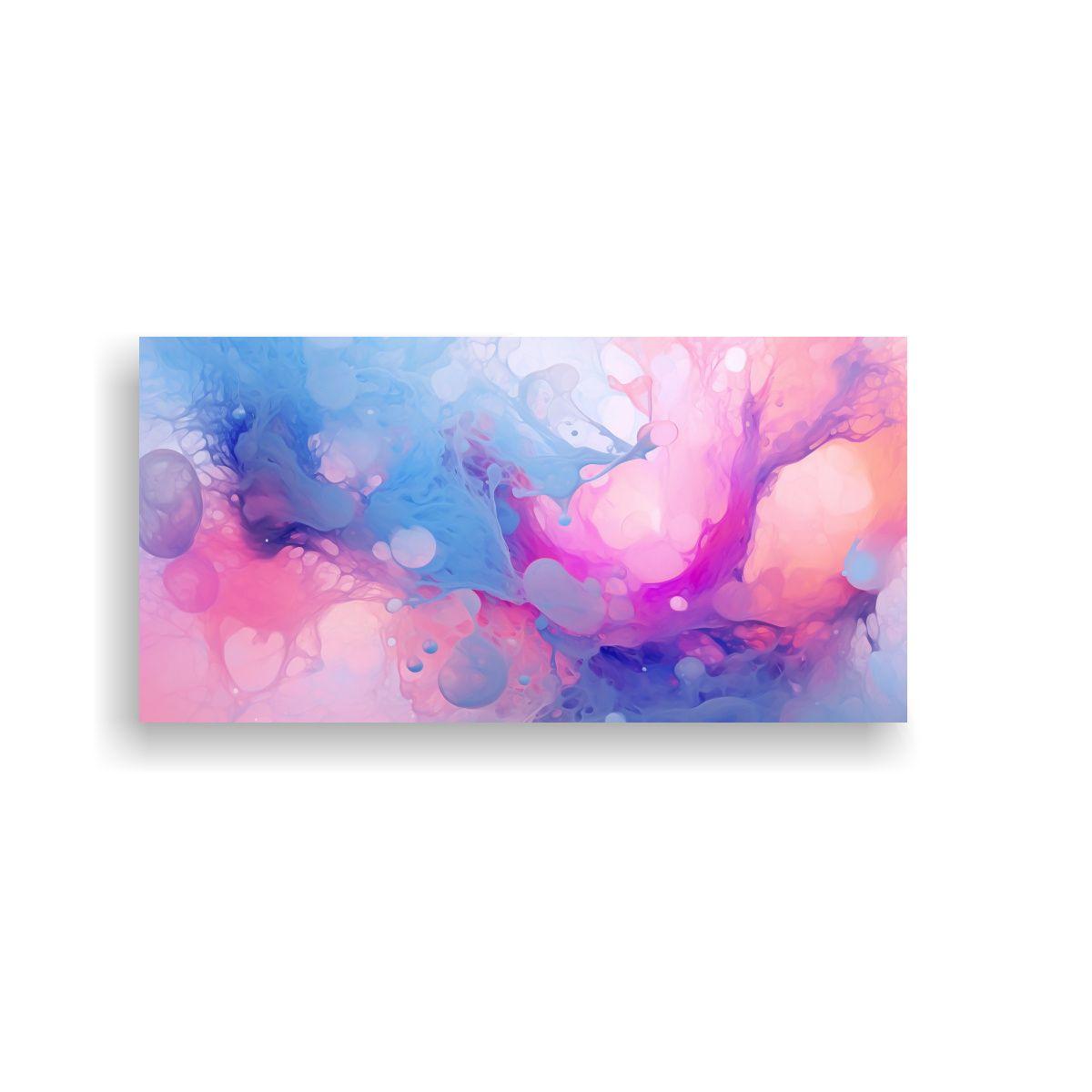 Tela Bastidor Abstracto Colorido Acuarela Relieve 40x20cm-0