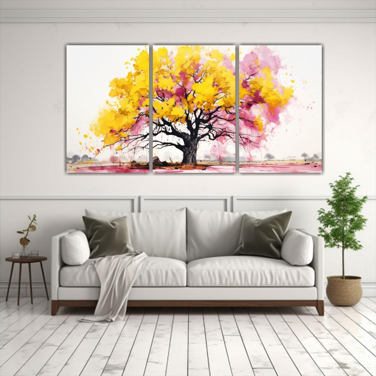 Juego De 3 Lienzos De Tela Impresos: Árbol 60x30 Cm-2