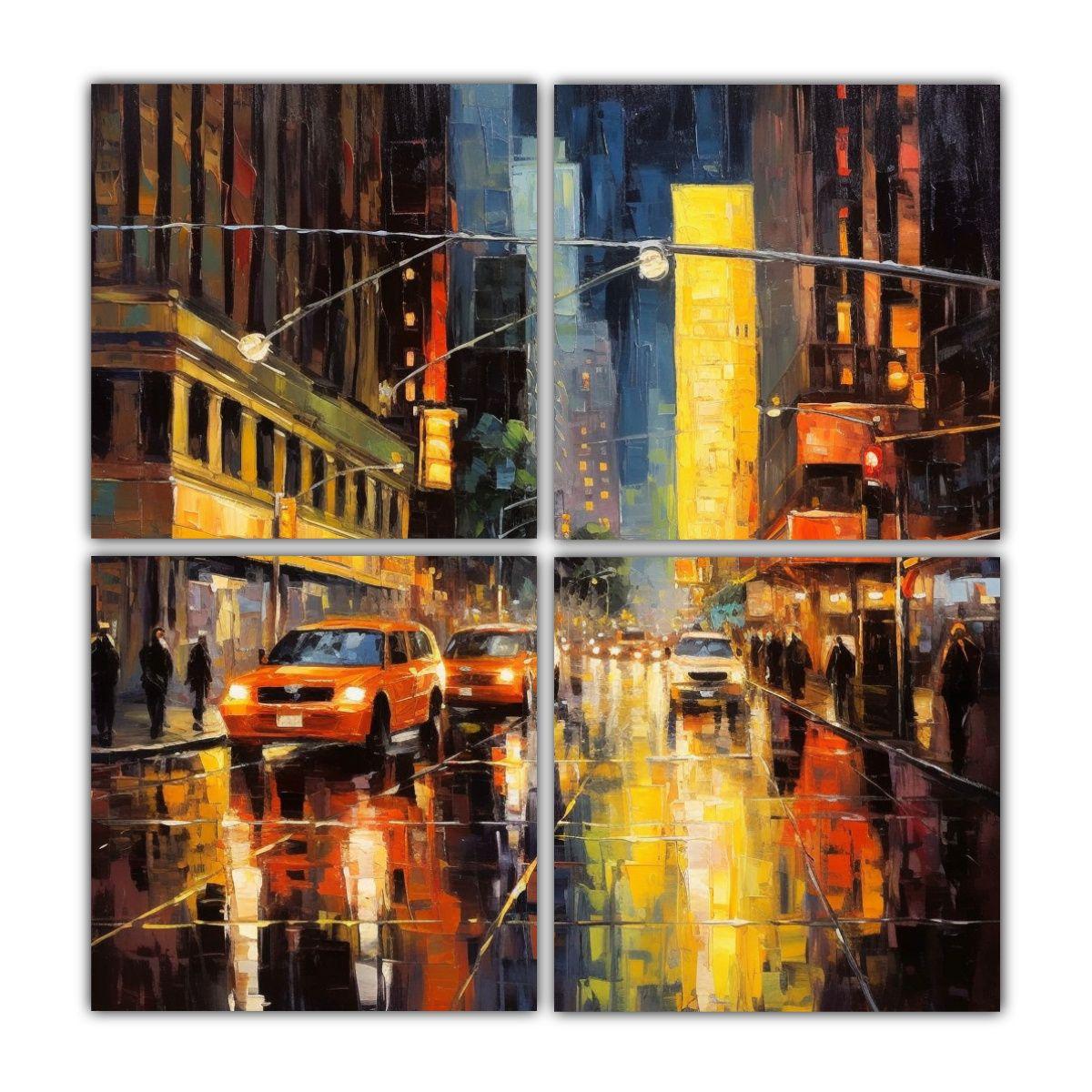 Cuadro Tela Fotográfica Noche Lluviosa En Main 60x60 Cm-0