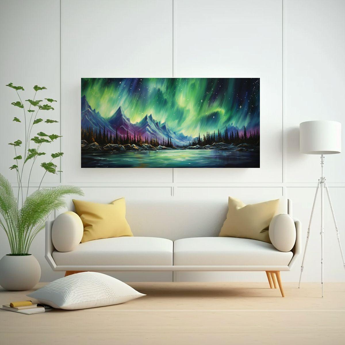 Pintura Abstracta De Northern Lights Con Colores 60x30cm-2