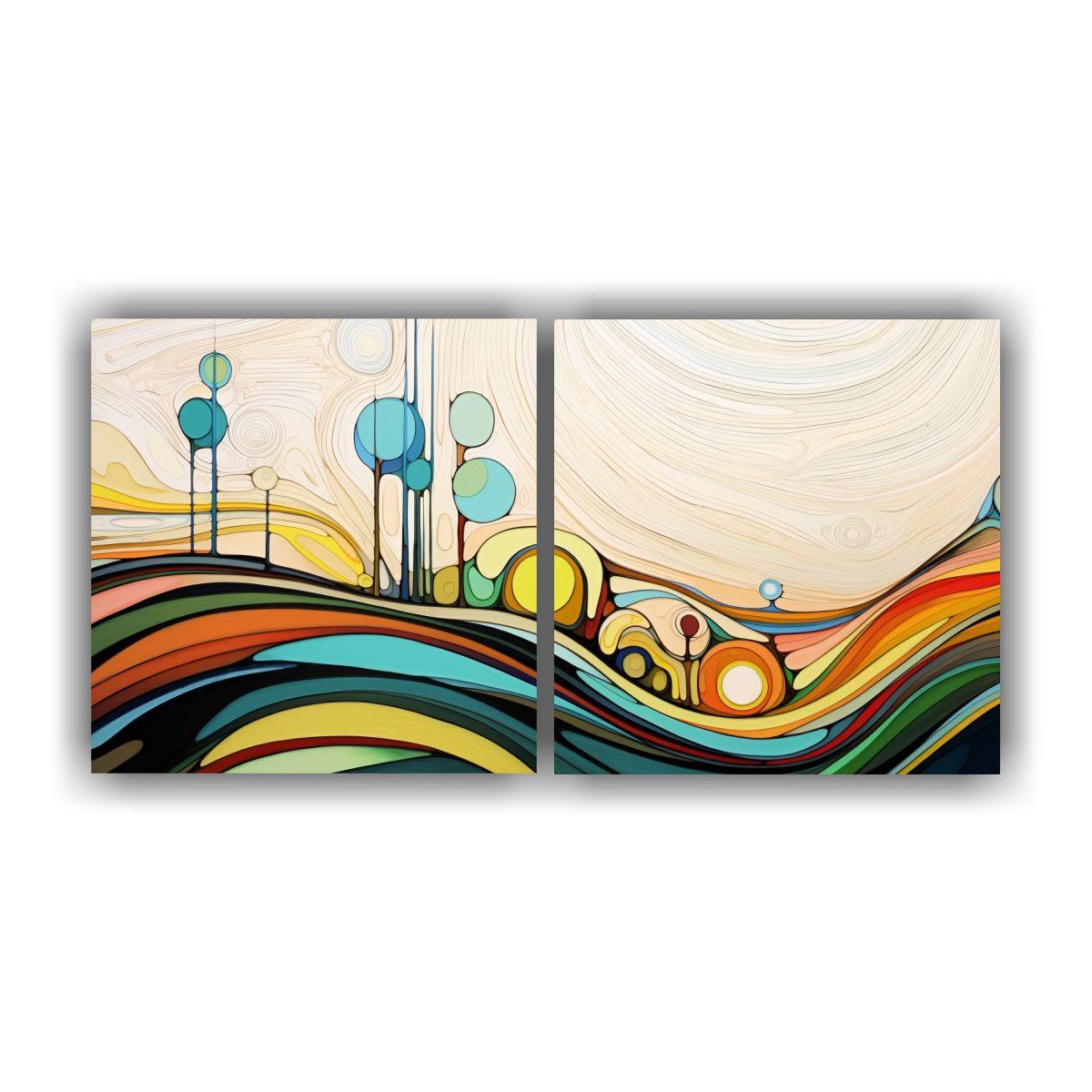 Pinturas Inspiradoras De Dos Cuadros Con Armonía 40x20 Cm-0