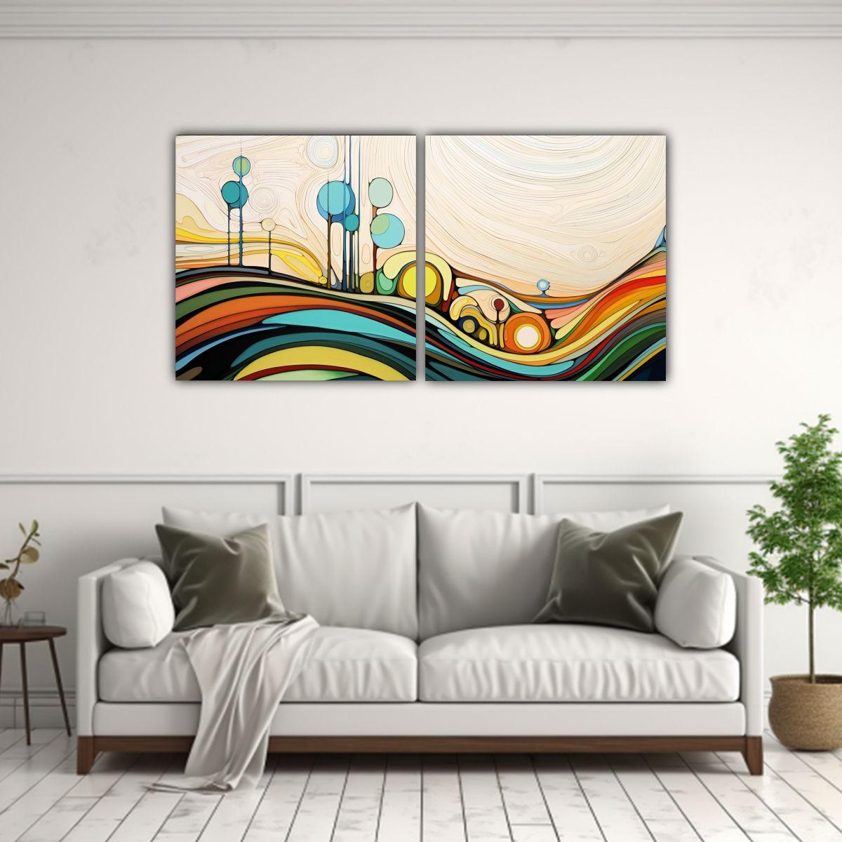 Pinturas Inspiradoras De Dos Cuadros Con Armonía 40x20 Cm-2