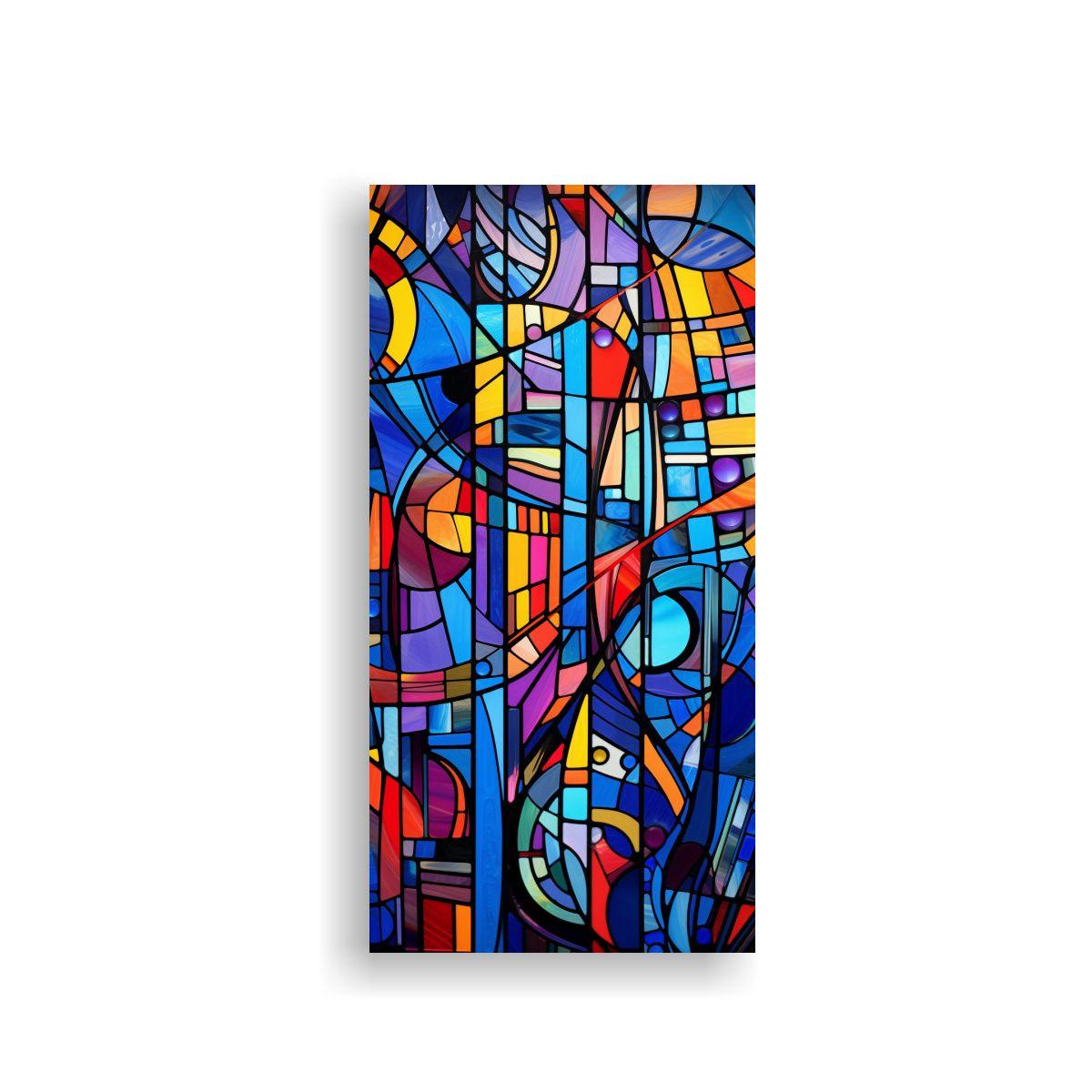 Cuadro Patron Intenso Estilo Vitral Abstracto 80x160cm-0