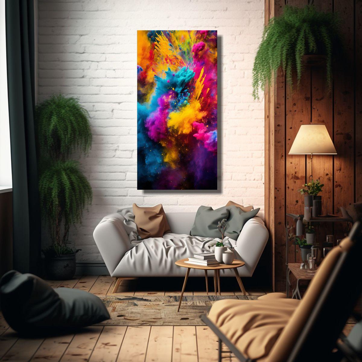 Cuadro Vibrantes Colores Festivos En Abstracto 40x80cm-2