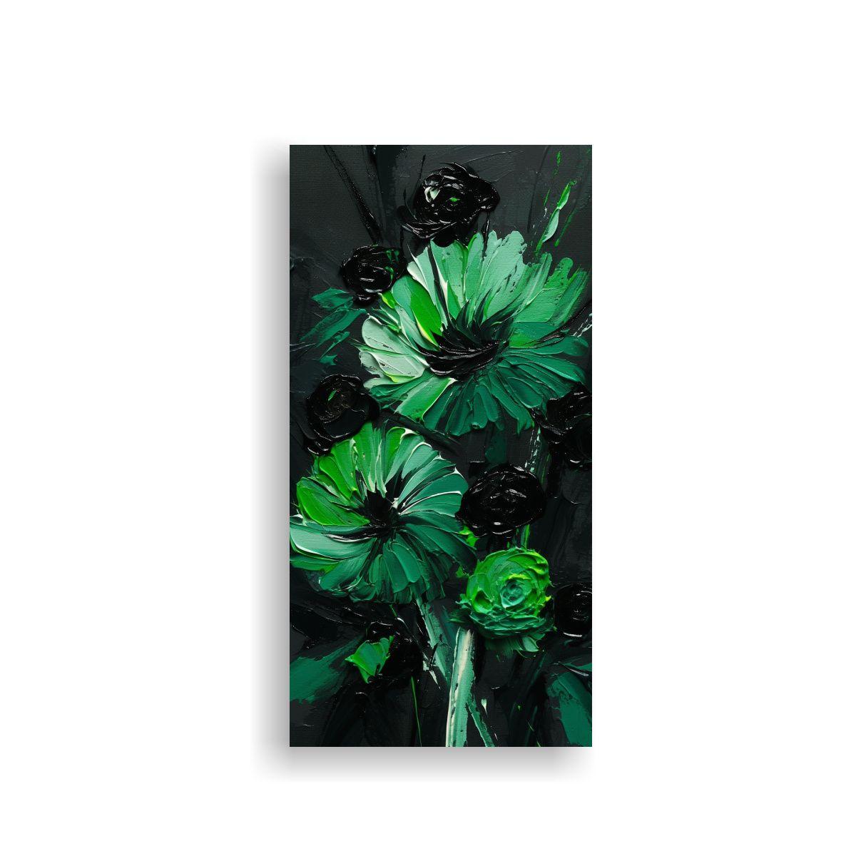 Pintura De Flores En Lienzo, Intensidad De Color 30x60cm-0
