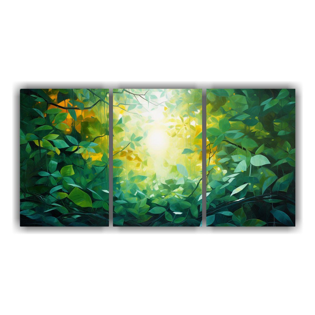 Pintura Abstracta De Un Dosel De Selva Equilibrado 150x75 Cm-0