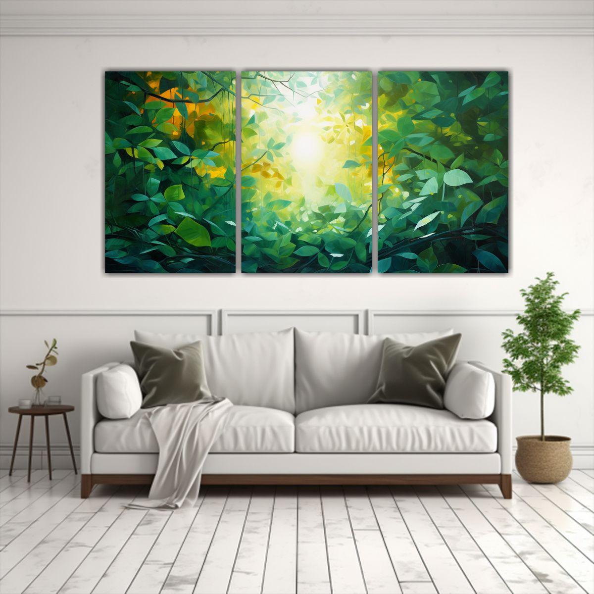 Pintura Abstracta De Un Dosel De Selva Equilibrado 150x75 Cm-2