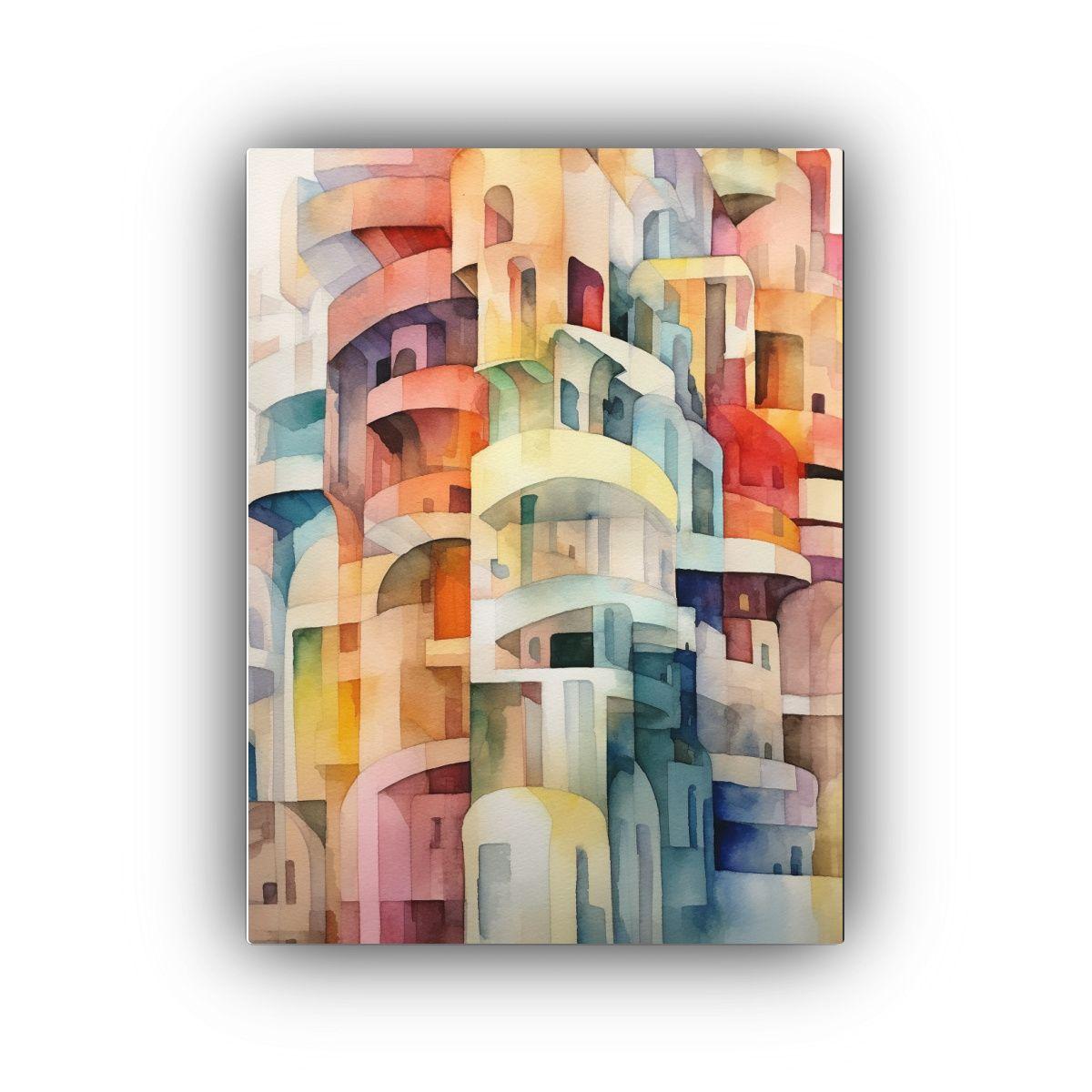 Pintura Decorativa Acuarela Arquitectónica 40x60cm-0
