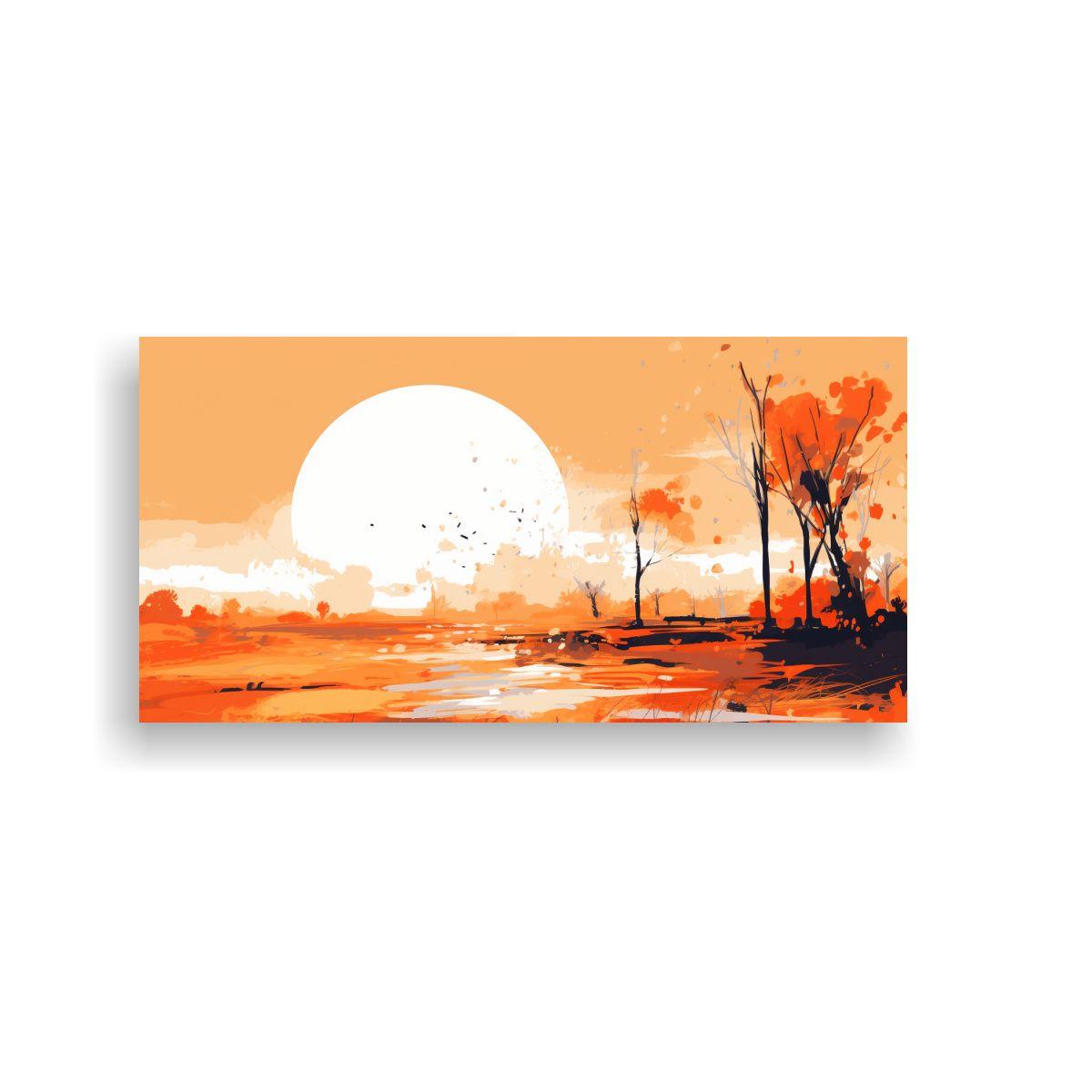 Paisaje Veraniego Con Colores Naranjas En Arte 40x20cm-0