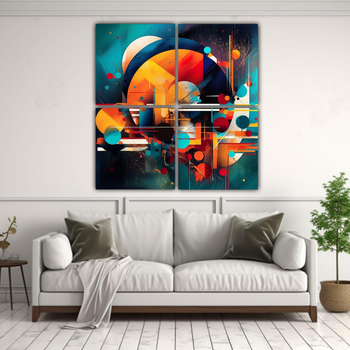 Cuatro Lienzos Estilo Galeria Urbano Con Fondo 180x180 Cm-2