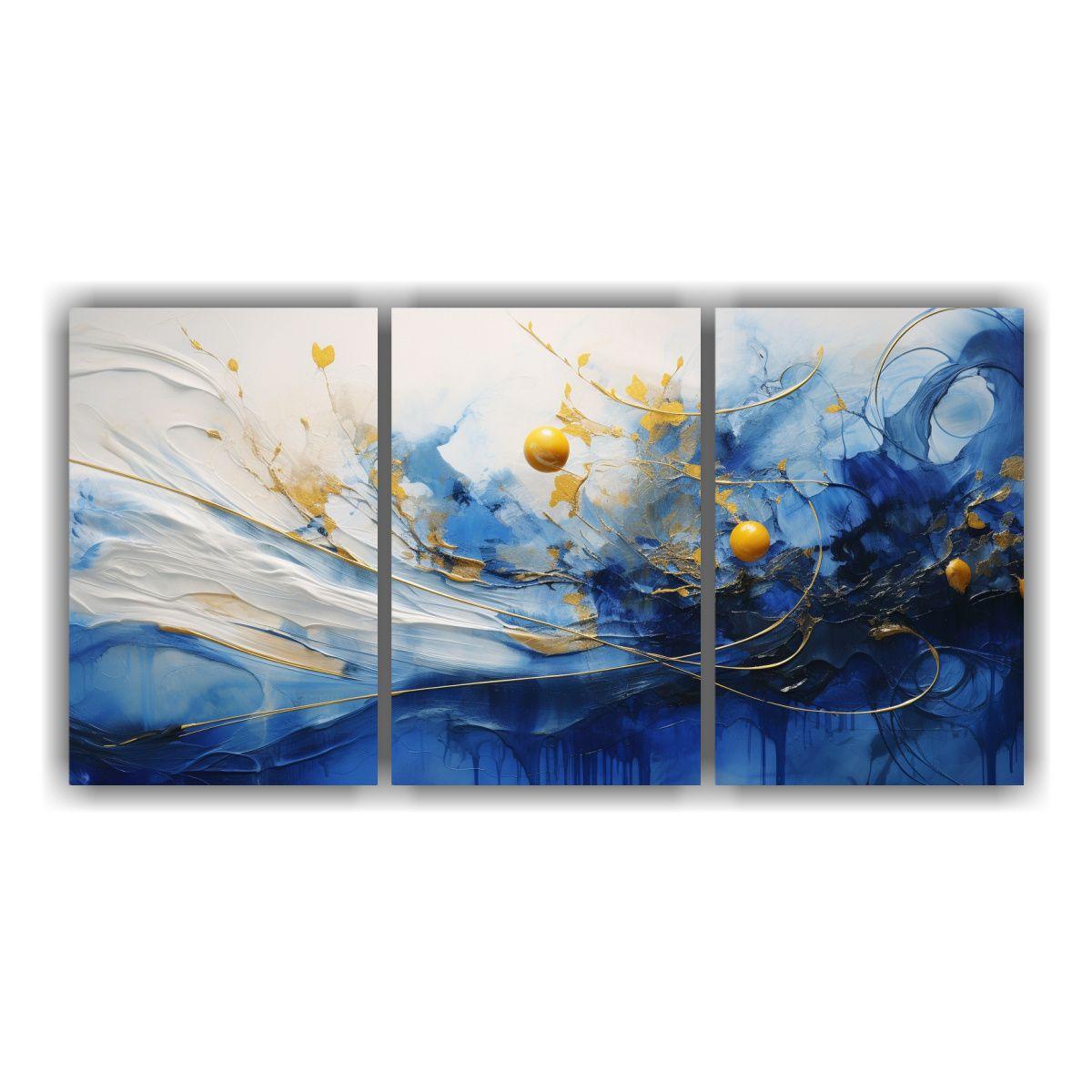 Cuadro De Decoración En Tonos Azules Y Amarillos 180x90 Cm-0