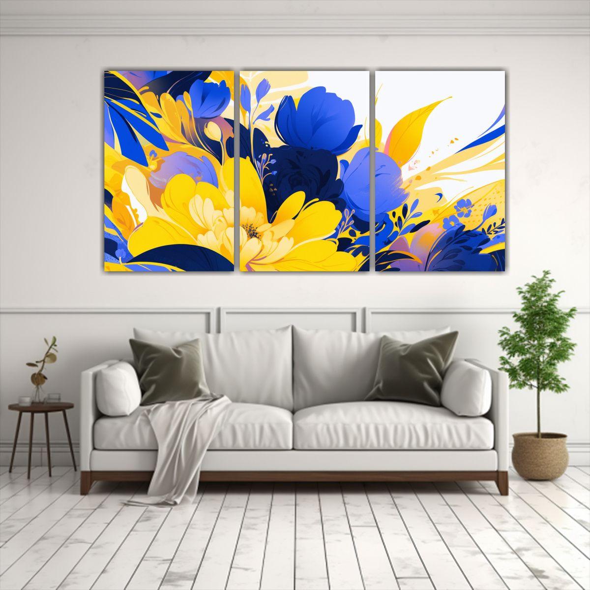 Artes De Pared Moderno Amarillo Y Azul Atmosfera 240x120 Cm-2