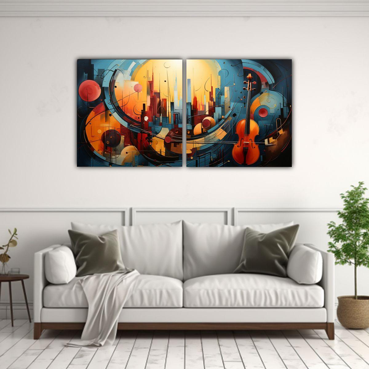 Pintura Abstracta Líneas Majestuosas Estilo Dali 40x20 Cm-2