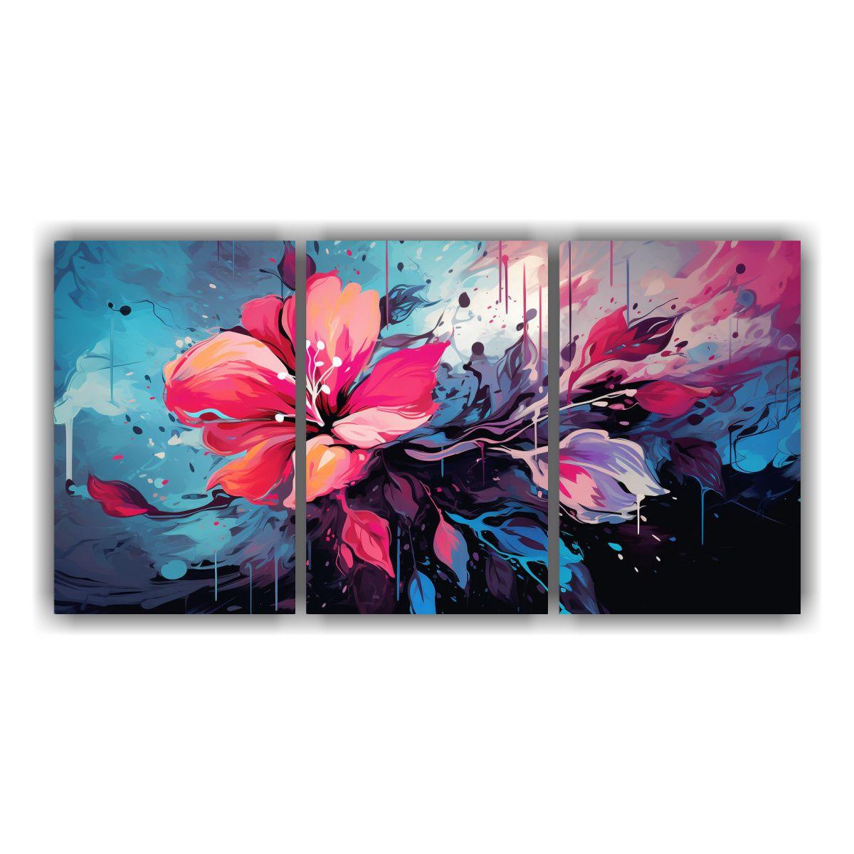 Set 3 Cuadros Hermoso Visual Neonoir En Colores 90x45 Cm-0