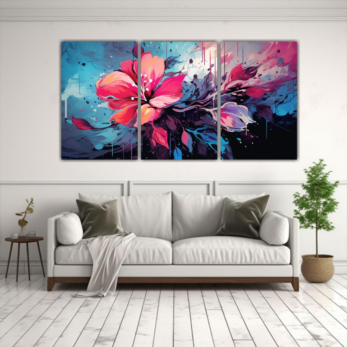 Set 3 Cuadros Hermoso Visual Neonoir En Colores 90x45 Cm-2