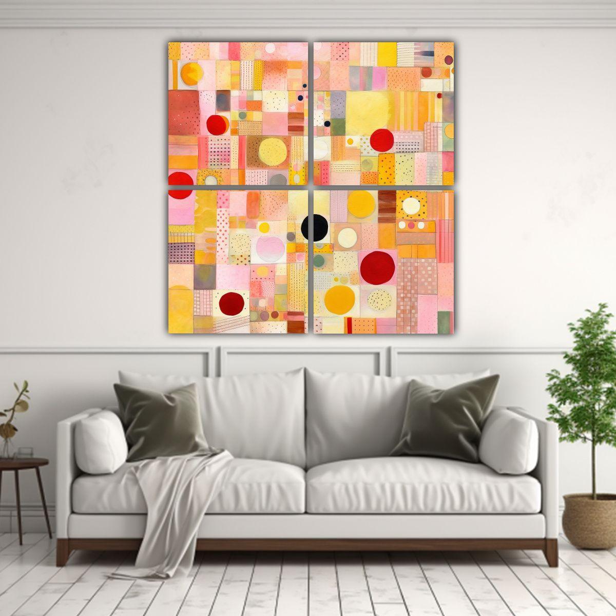 Pinturas Decorativas De Cuatro Composición Finas 120x120 Cm-2