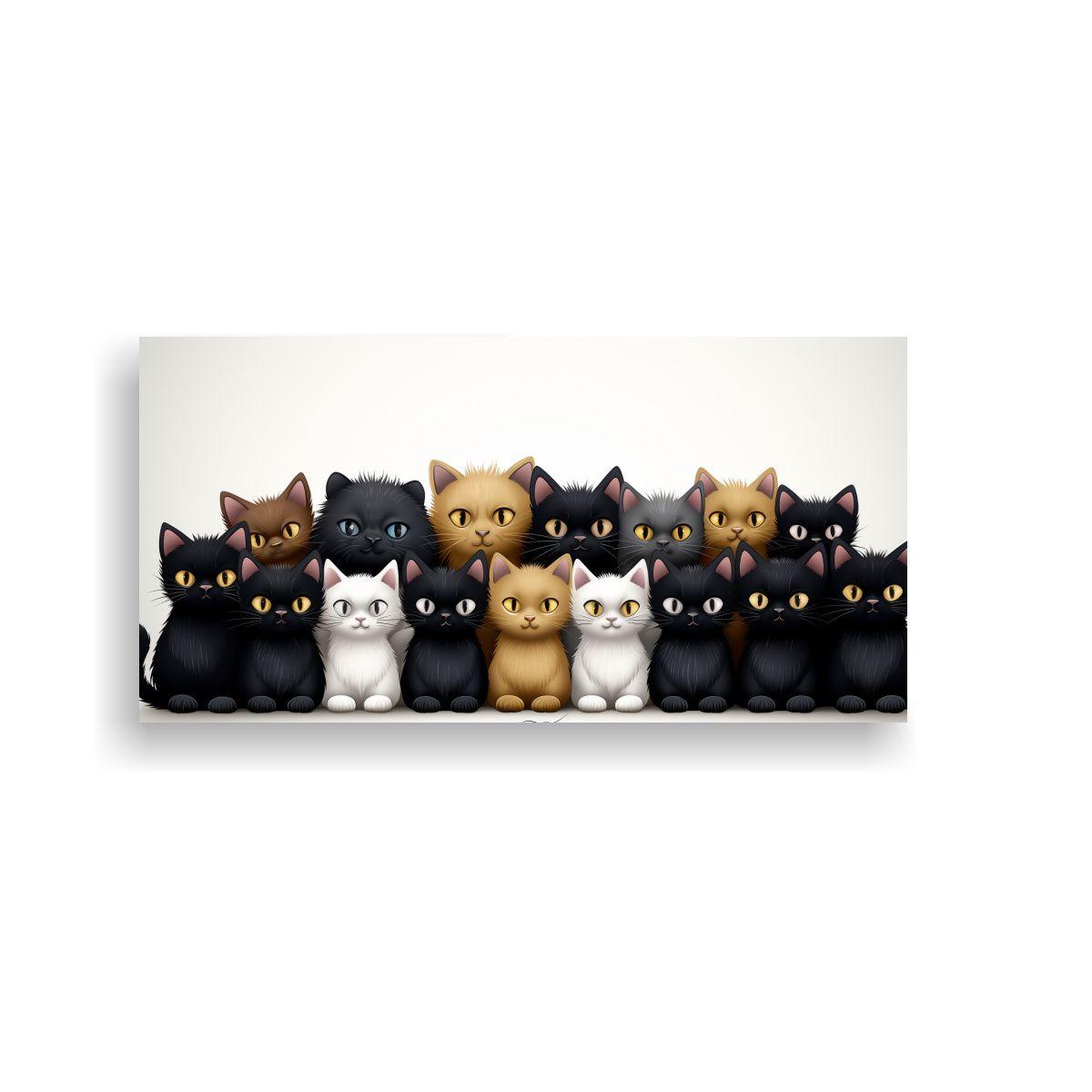 Lienzo De Dibujo De Gatos En Armonía De Colores, 40x20cm-0