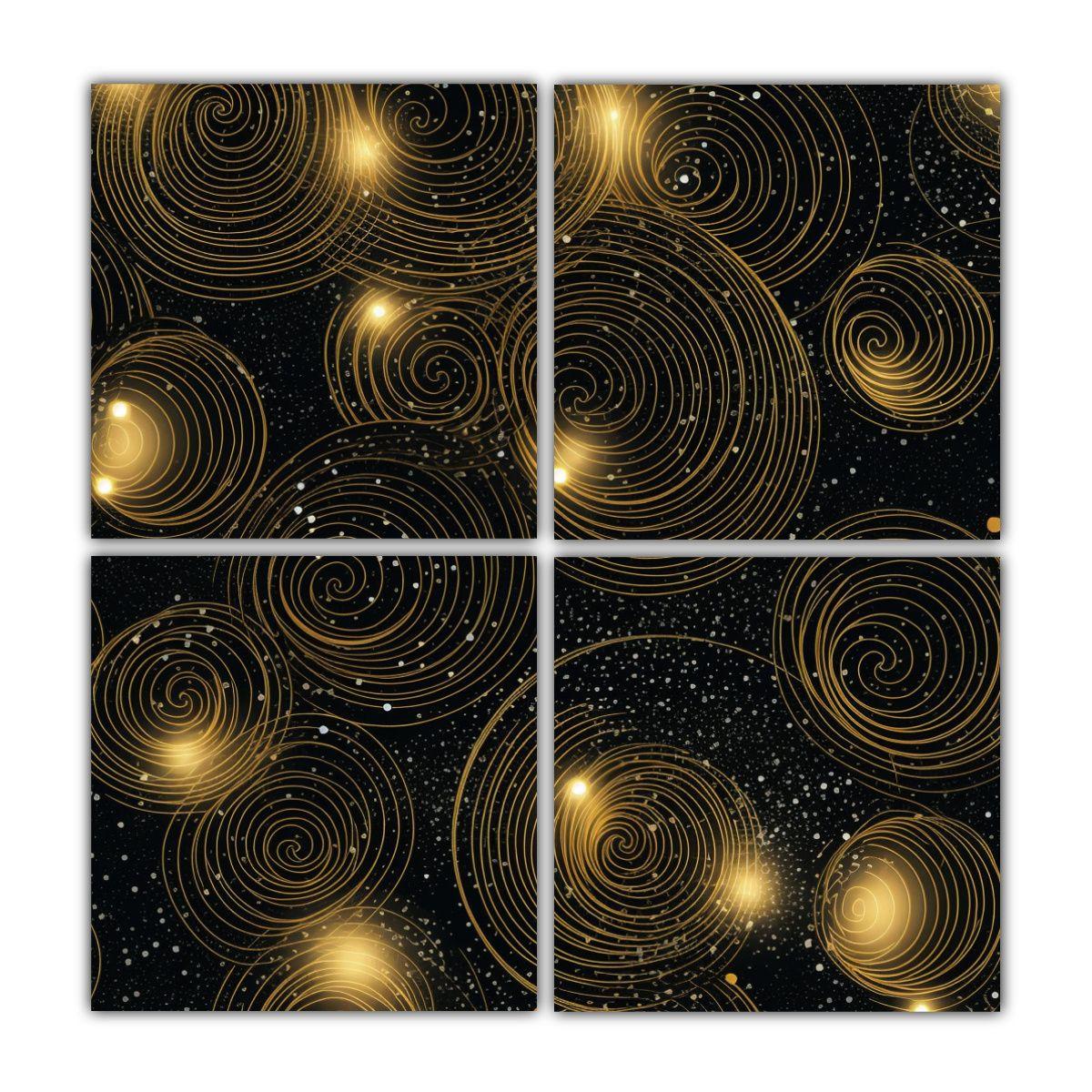 Cuadro De Equilibrio Visual Dorado Y Plateado Con 60x60 Cm-0
