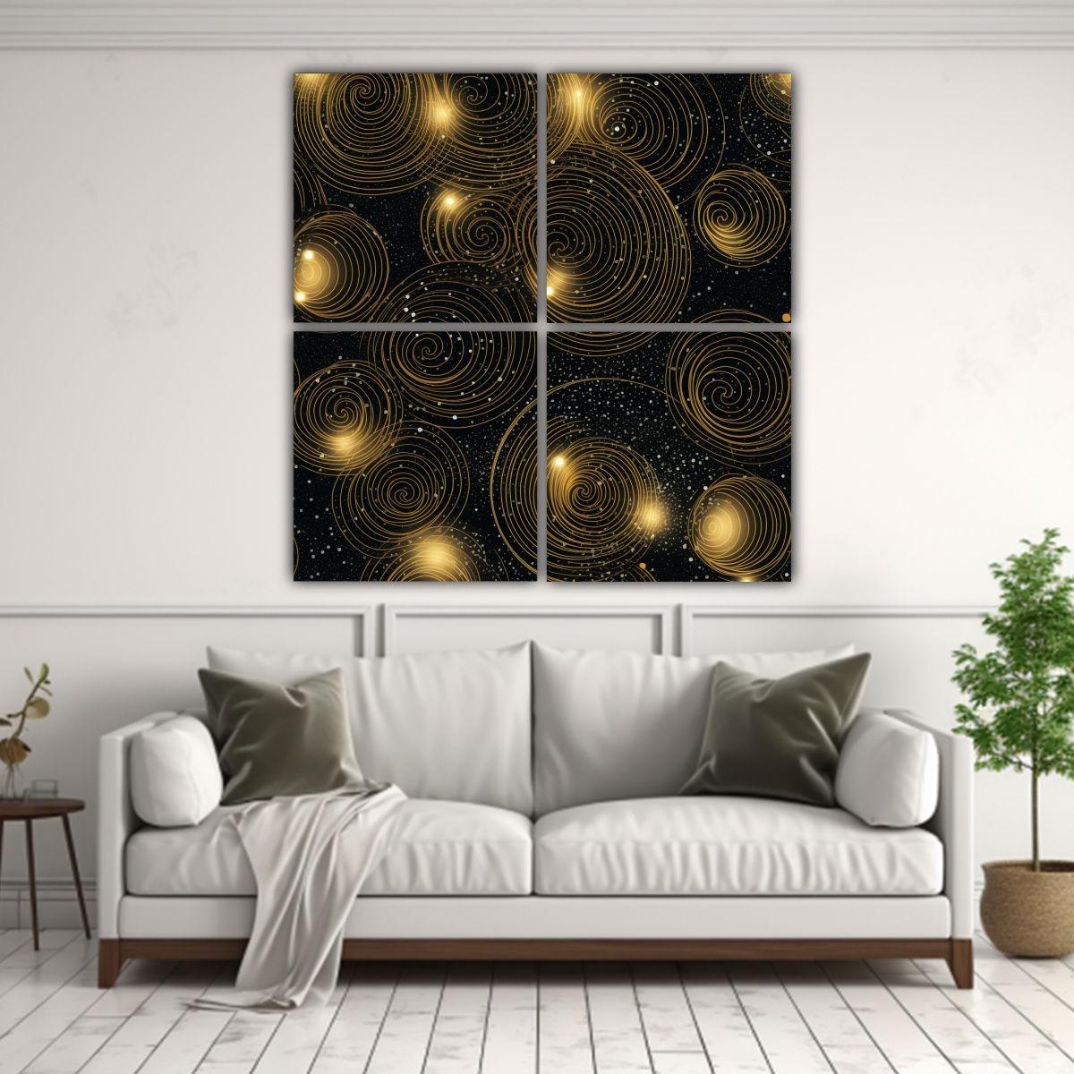Cuadro De Equilibrio Visual Dorado Y Plateado Con 60x60 Cm-2