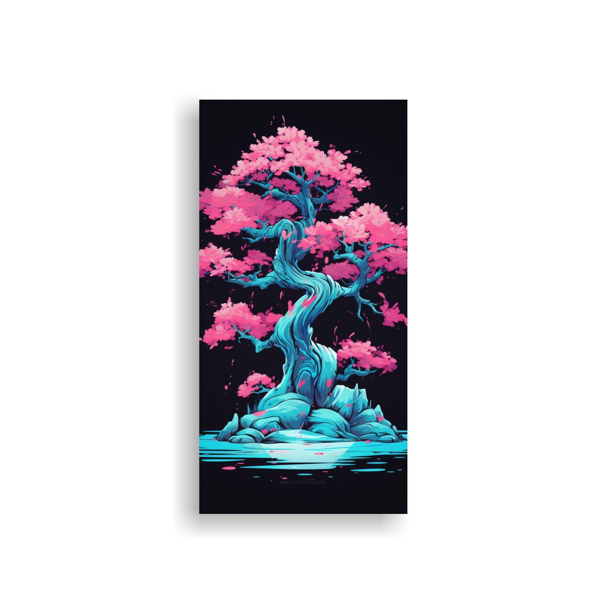 Cuadro Impreso De Tela De Árbol Bonsái En Turque 50x100cm-0