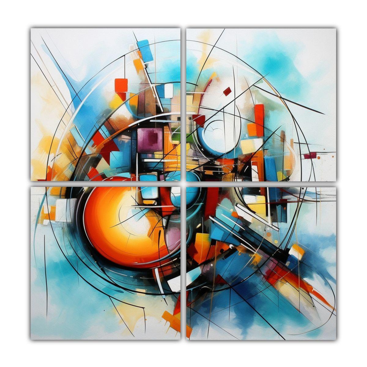 4 Cuadros Estilo Galería Época Para Decoración 100x100 Cm-0