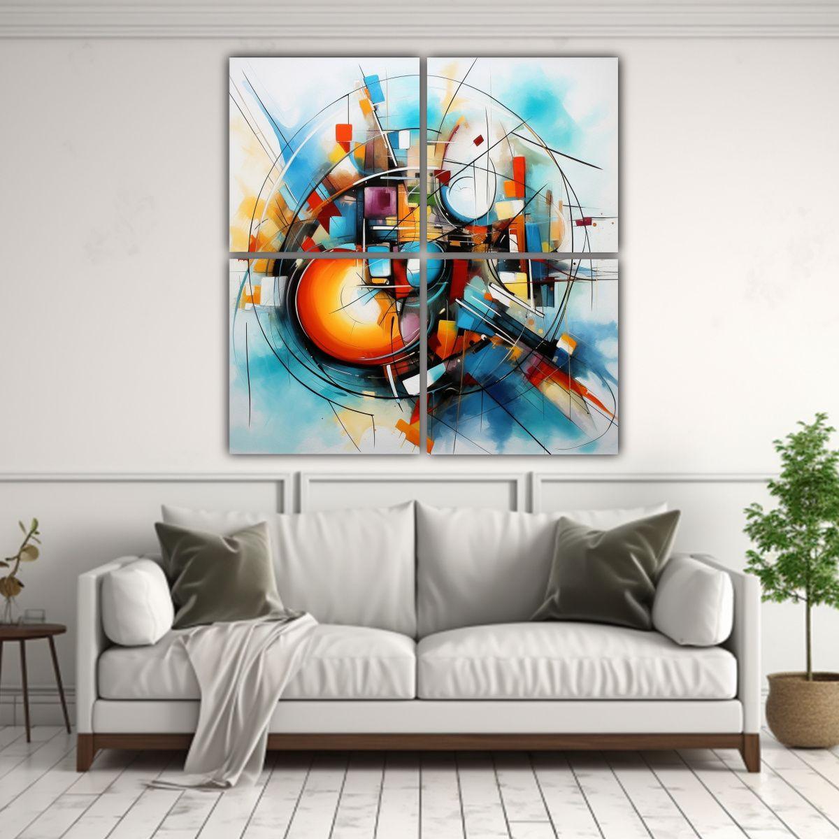 4 Cuadros Estilo Galería Época Para Decoración 100x100 Cm-2