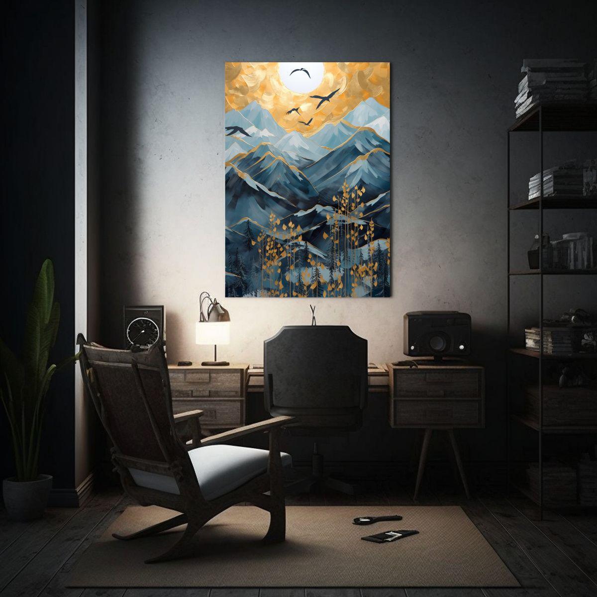 Cuadro Tela: Detalle Montañas Frente A La Luna 50x65cm-2