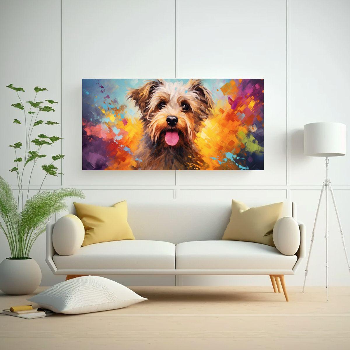Cuadro Terrier Con Colorido Estilo Pintura Al Esti 160x80cm-2