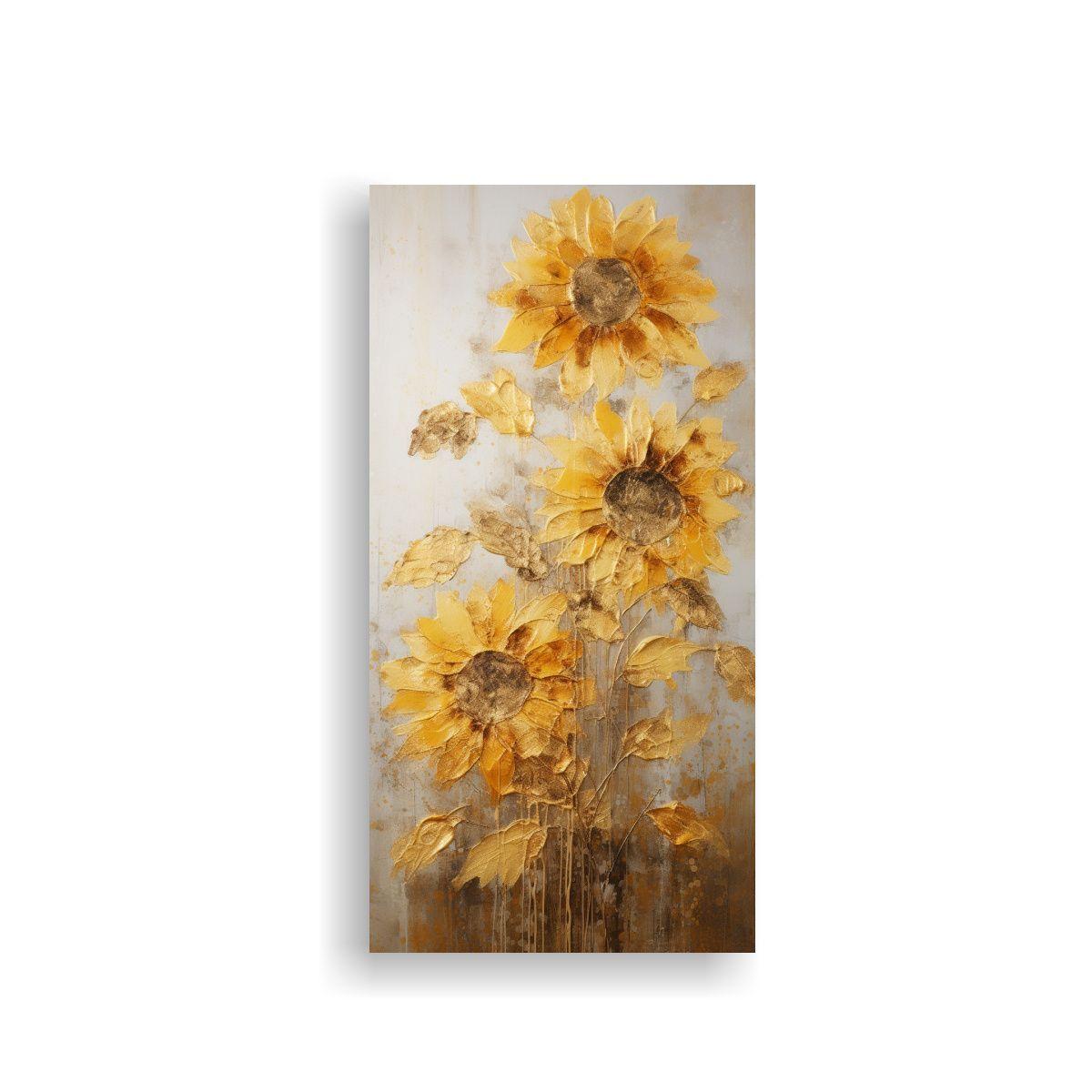 Lienzo Abstracto Para Cocina Con Girasoles 50x100cm-0